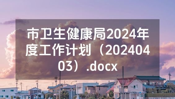 市卫生健康局2024年度工作计划（20240403）.docx