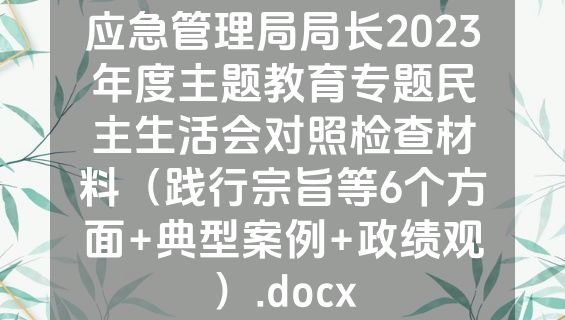 应急管理局局长2023年度主题教育专题民主生活会对照检查材料（践行宗旨等6个方面+典型案例+政绩观）.docx