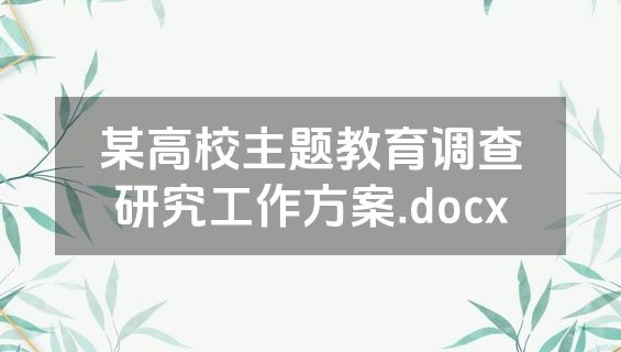 某高校主题教育调查研究工作方案.docx