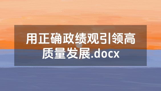 用正确政绩观引领高质量发展.docx