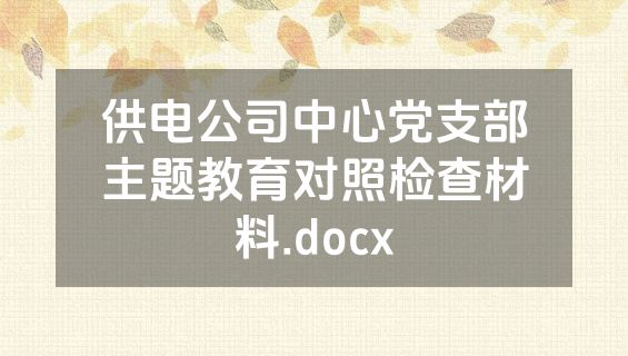 供电公司中心党支部主题教育对照检查材料.docx