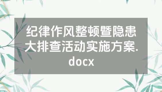 纪律作风整顿暨隐患大排查活动实施方案.docx