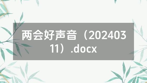 两会好声音（20240311）.docx