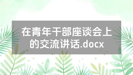 在青年干部座谈会上的交流讲话.docx