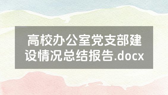 高校办公室党支部建设情况总结报告.docx