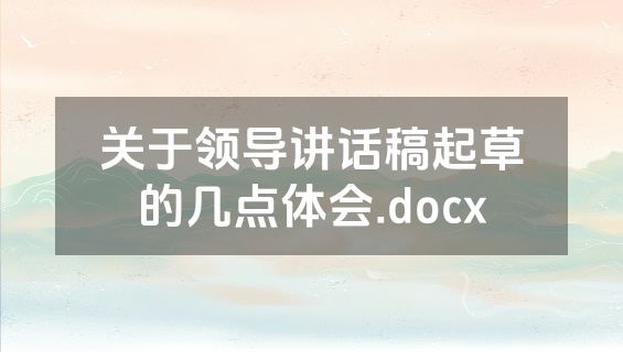 关于领导讲话稿起草的几点体会.docx