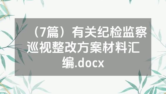 （7篇）有关纪检监察巡视整改方案材料汇编.docx