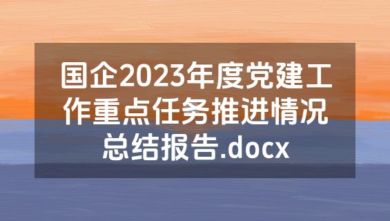 国企2023年度党建工作重点任务推进情况总结报告.docx