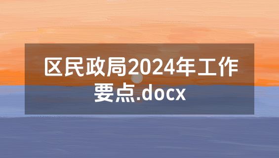 区民政局2024年工作要点.docx