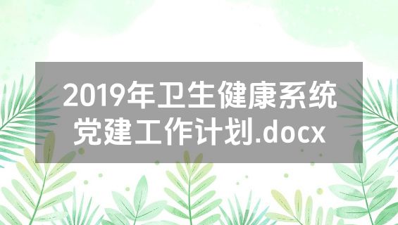 2019年卫生健康系统党建工作计划.docx