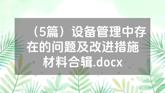 （5篇）设备管理中存在的问题及改进措施材料合辑.docx