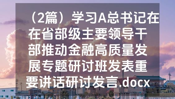 （2篇）学习A总书记在在省部级主要领导干部推动金融高质量发展专题研讨班发表重要讲话研讨发言.docx