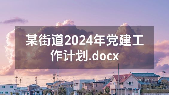 某街道2024年党建工作计划.docx