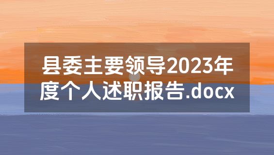 县委主要领导2023年度个人述职报告.docx