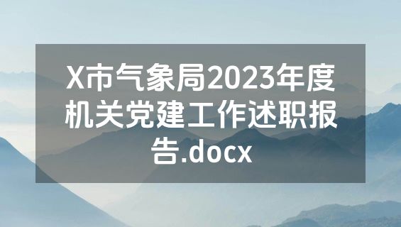 X市气象局2023年度机关党建工作述职报告.docx