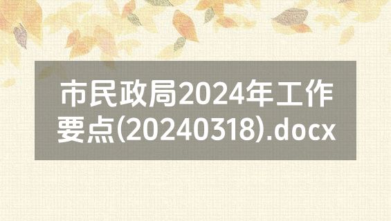 市民政局2024年工作要点(20240318).docx