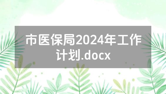 市医保局2024年工作计划.docx