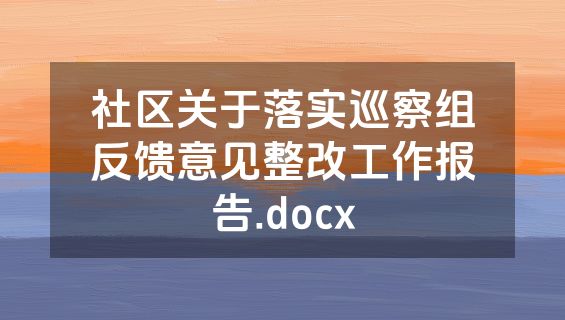 社区关于落实巡察组反馈意见整改工作报告.docx