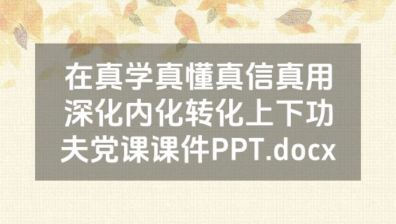 在真学真懂真信真用深化内化转化上下功夫党课课件PPT.docx