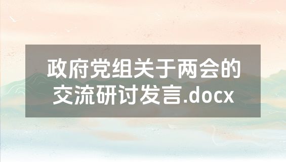 政府党组关于两会的交流研讨发言.docx