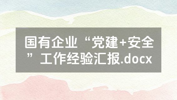 国有企业“党建+安全”工作经验汇报.docx