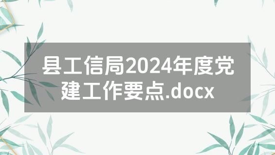 县工信局2024年度党建工作要点.docx