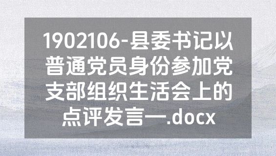 1902106-县委书记以普通党员身份参加党支部组织生活会上的点评发言—.docx