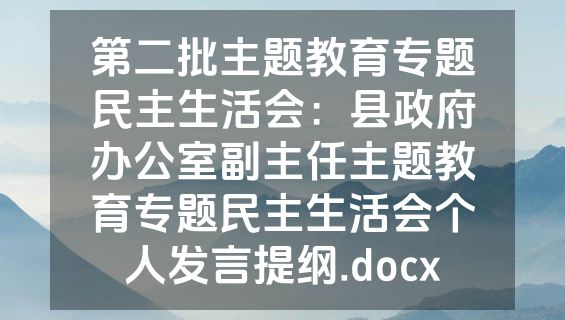 第二批主题教育专题民主生活会：县政府办公室副主任主题教育专题民主生活会个人发言提纲.docx