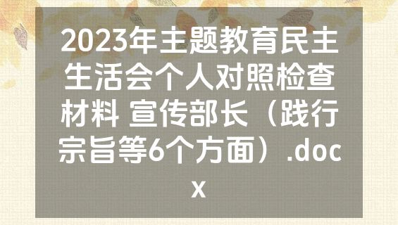 2023年主题教育民主生活会个人对照检查材料 宣传部长（践行宗旨等6个方面）.docx