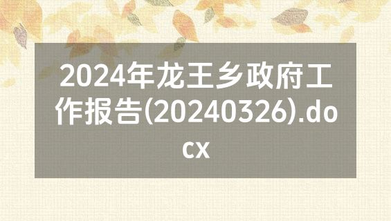 2024年龙王乡政府工作报告(20240326).docx