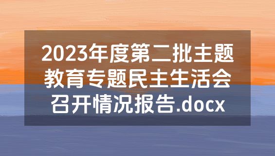 2023年度第二批主题教育专题民主生活会召开情况报告.docx