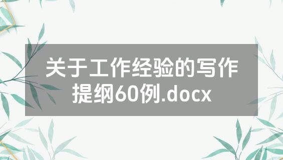 关于工作经验的写作提纲60例.docx