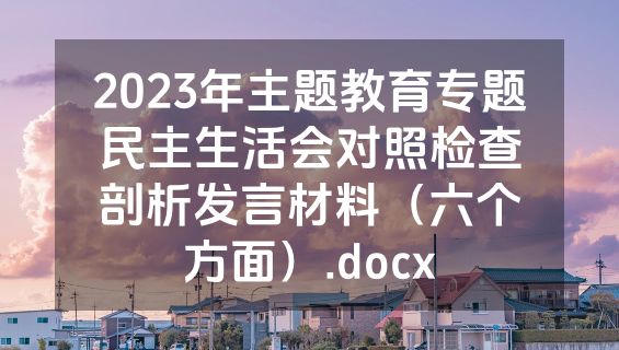 2023年主题教育专题民主生活会对照检查剖析发言材料（六个方面）.docx