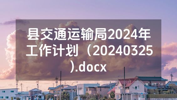 县交通运输局2024年工作计划（20240325).docx