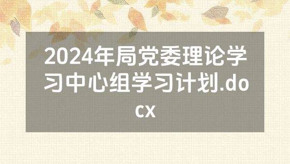 2024年局党委理论学习中心组学习计划.docx