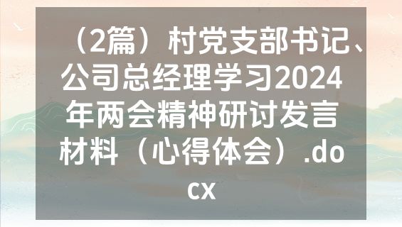 （2篇）村党支部书记、公司总经理学习2024年两会精神研讨发言材料（心得体会）.docx