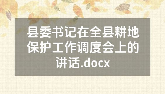 县委书记在全县耕地保护工作调度会上的讲话.docx