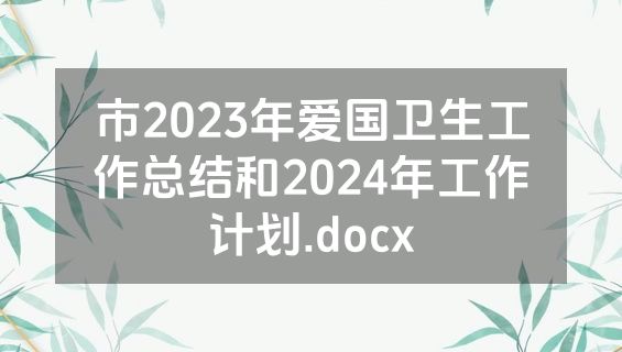 市2023年爱国卫生工作总结和2024年工作计划.docx