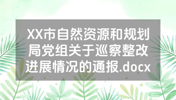 XX市自然资源和规划局党组关于巡察整改进展情况的通报.docx