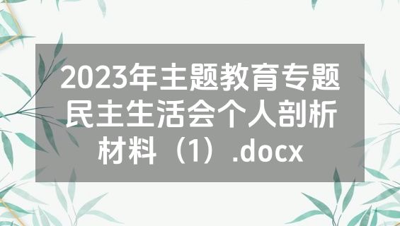 2023年主题教育专题民主生活会个人剖析材料（1）.docx