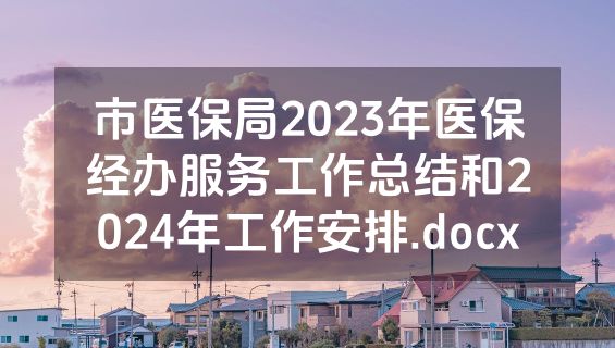 市医保局2023年医保经办服务工作总结和2024年工作安排.docx