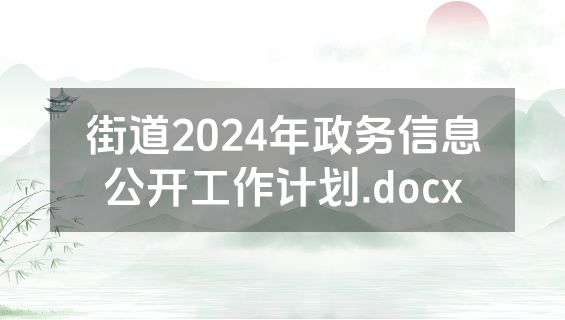 街道2024年政务信息公开工作计划.docx