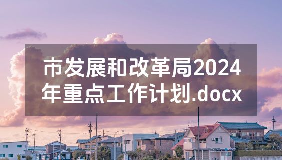 市发展和改革局2024年重点工作计划.docx