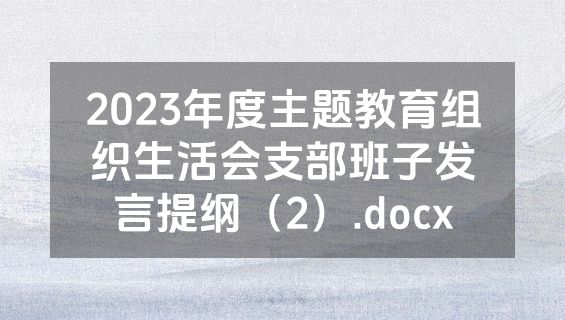 2023年度主题教育组织生活会支部班子发言提纲（2）.docx