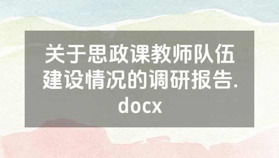 关于思政课教师队伍建设情况的调研报告.docx