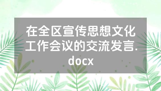 在全区宣传思想文化工作会议的交流发言.docx
