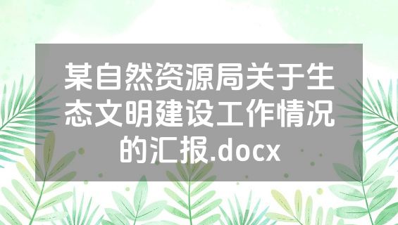 某自然资源局关于生态文明建设工作情况的汇报.docx