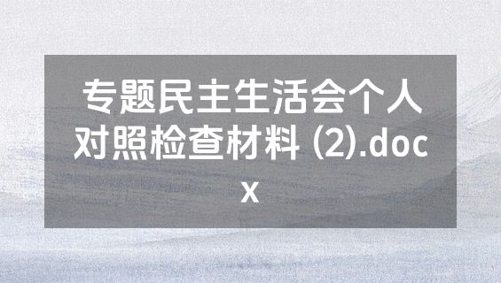 专题民主生活会个人对照检查材料 (2).docx