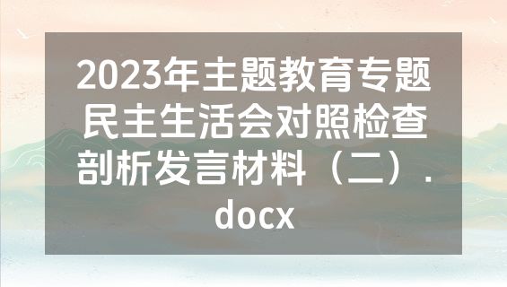 2023年主题教育专题民主生活会对照检查剖析发言材料（二）.docx