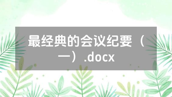 最经典的会议纪要（一）.docx